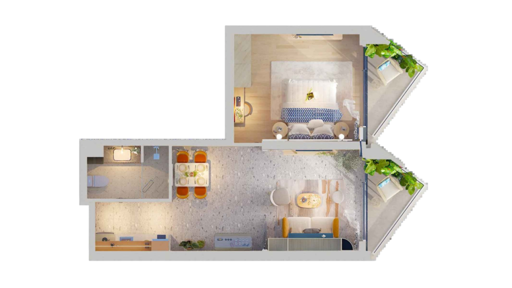 Căn hộ 1 phòng ngủ + 1 phòng đa năng